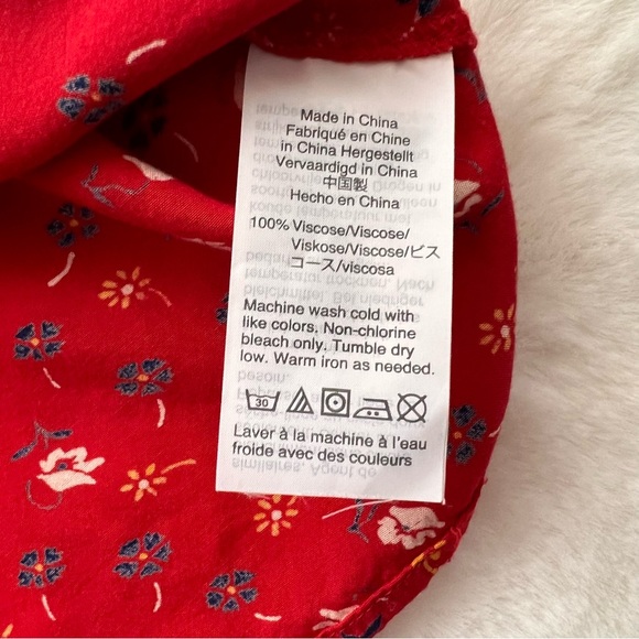 Madewell Novel Tie-Front Top Prairie Posies Red Floral Size Medium - Picture 12 of 14